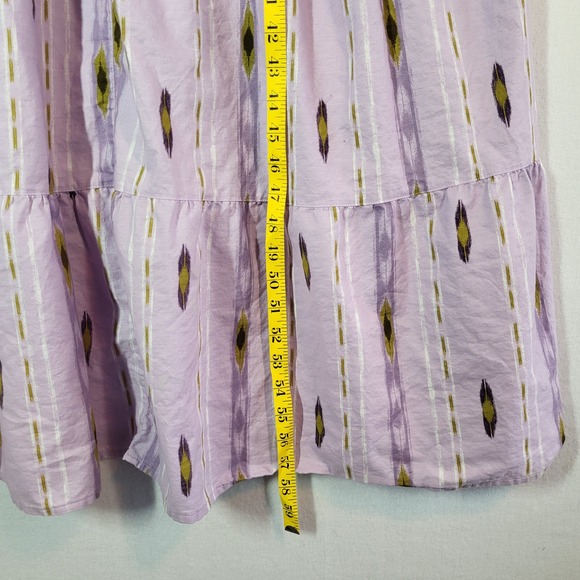 Sonoma Lavender Ikat Tiered Maxi Dress Womens L Cotton Boho Flowy A-Line Summer - Picture 7 of 10